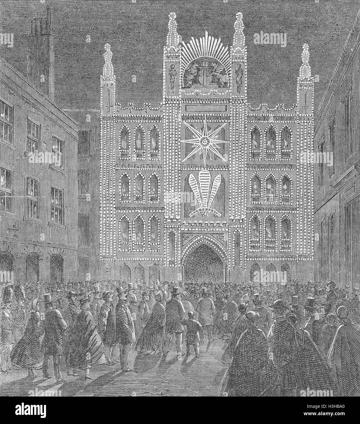 LONDON-Leuchten Guildhall 1863. Illustrierte London News Stockfoto