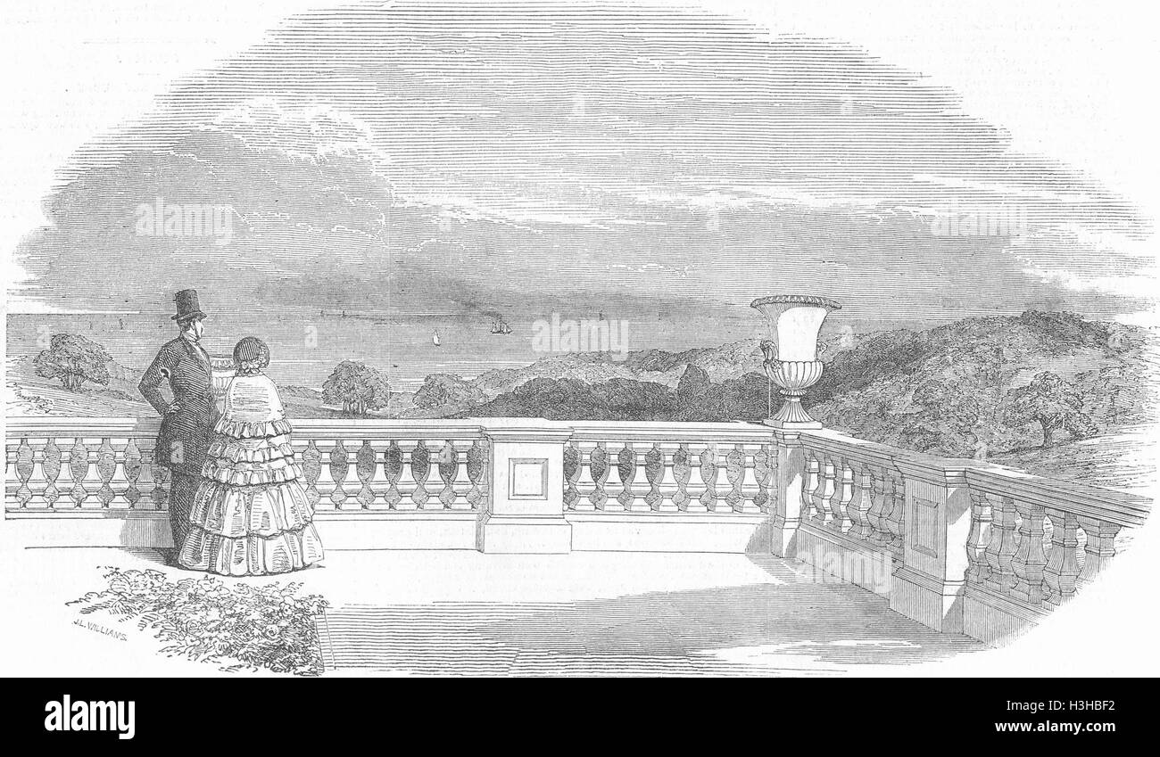 OSBORNE Isle Of Wight Terrasse 1849. Illustrierte London News Stockfoto