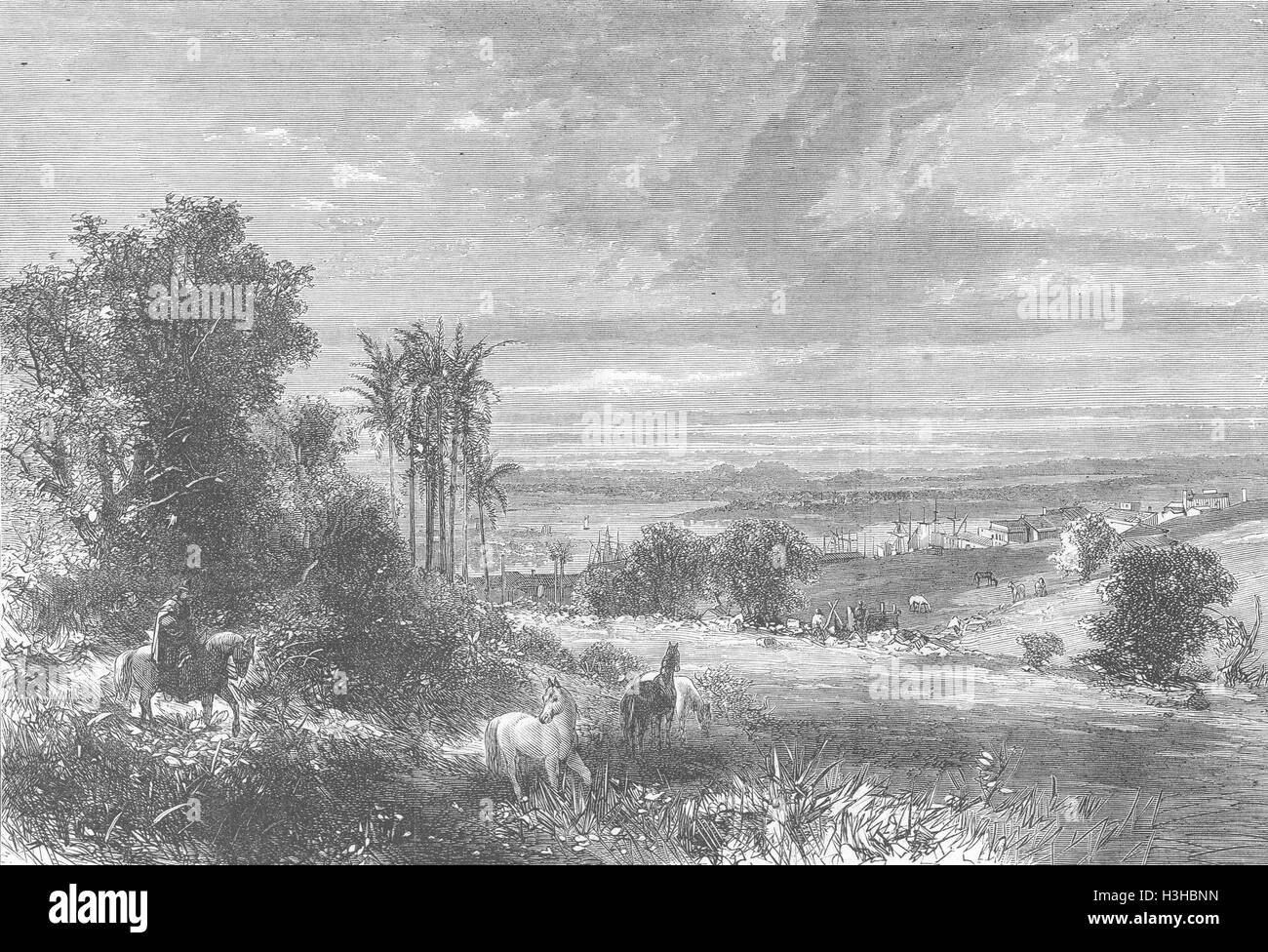 PARAGUAY Krieg des dreifachen Bündnisses Fluss, Asuncion 1865. Illustrierte London News Stockfoto