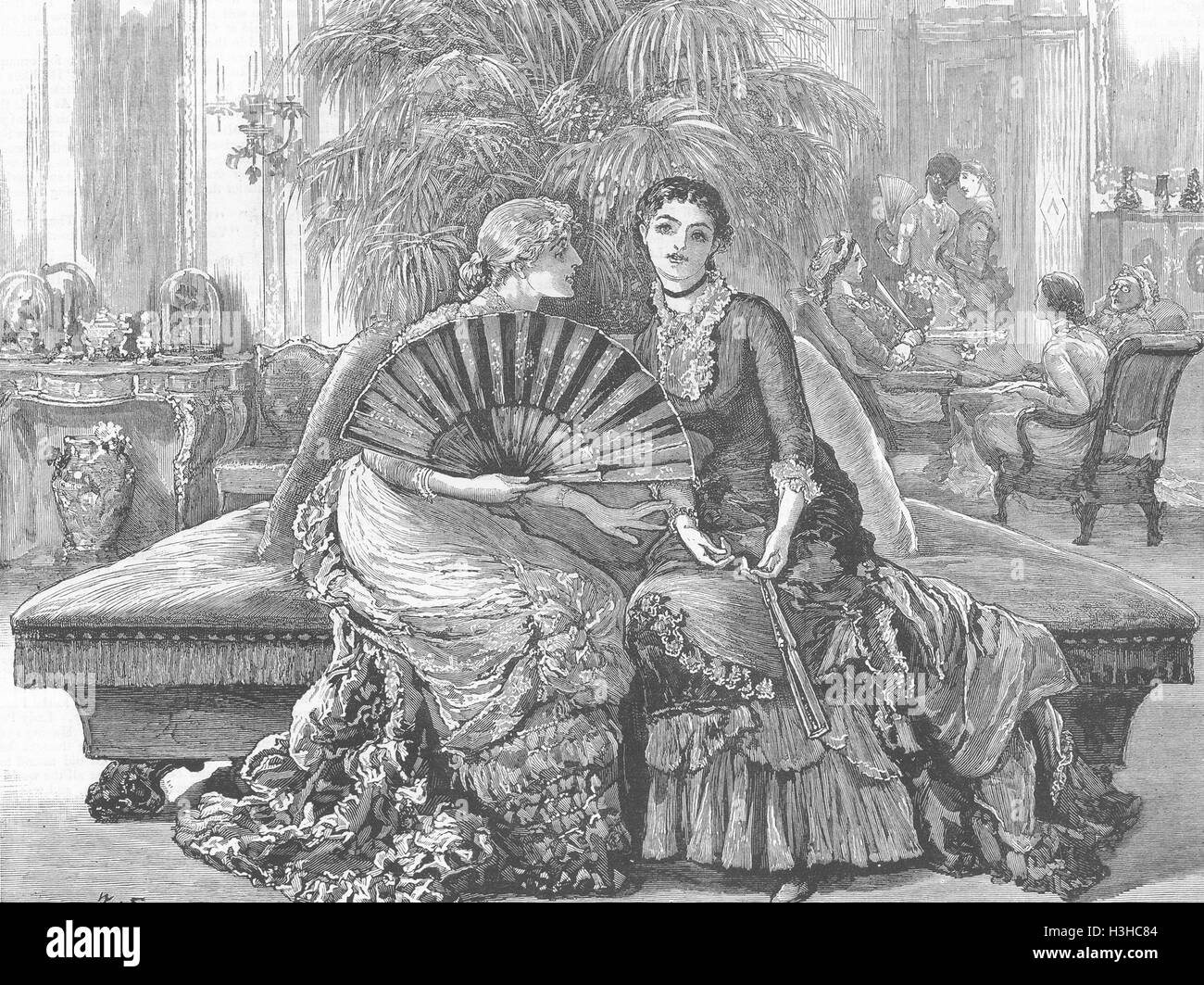 PRETTY LADIES du hast gehört, was mit mir geschehen wird? 1882. die Grafik Stockfoto