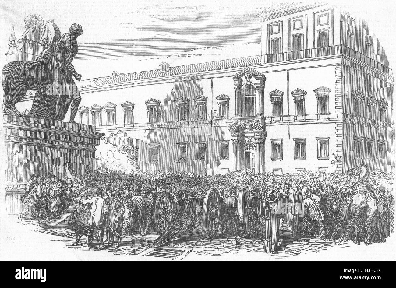 Italien-Aufstand, Rom-Angriff auf Papstpalast 1848. Illustrierte London News Stockfoto