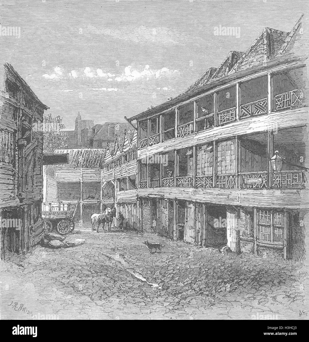 LONDON Kings Head, Borough 1879. Die Grafik Stockfoto
