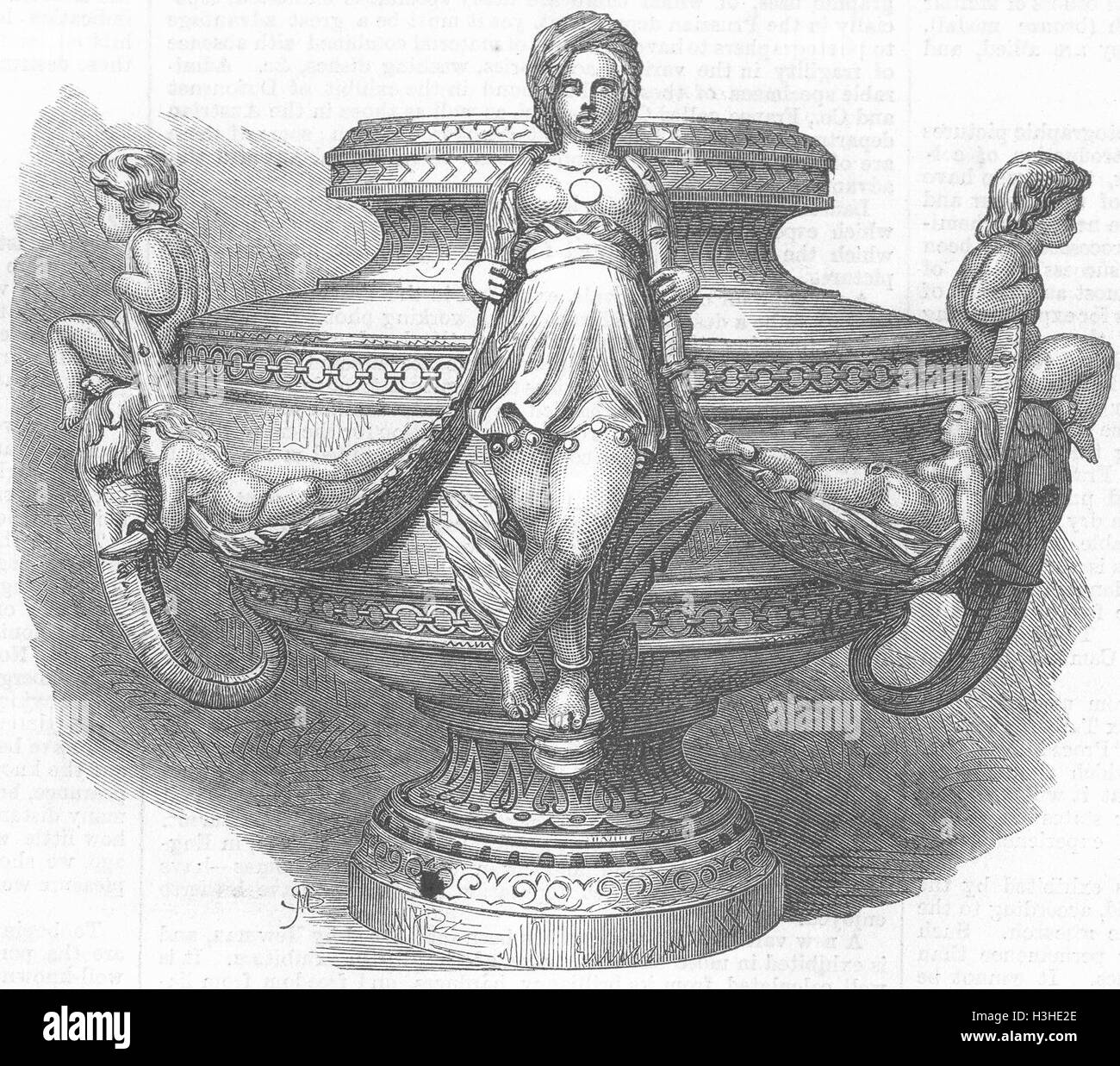 DEKORATIVE Majolika Vase 1867. Illustrierte London News Stockfoto