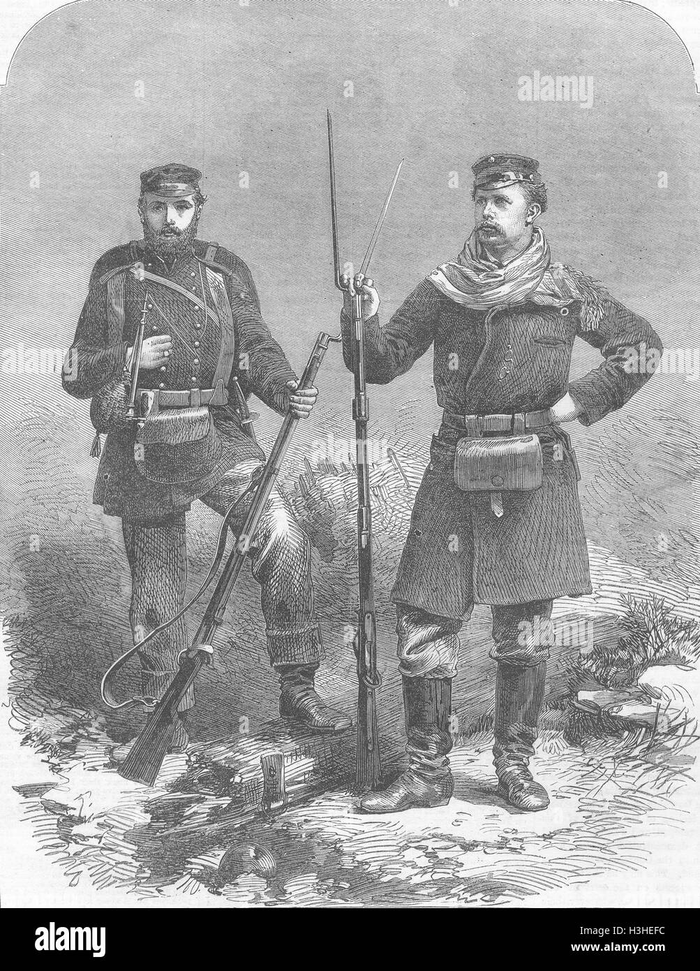 Dänemark dänische Infanterie Soldaten 1864. Illustrierte London News Stockfoto