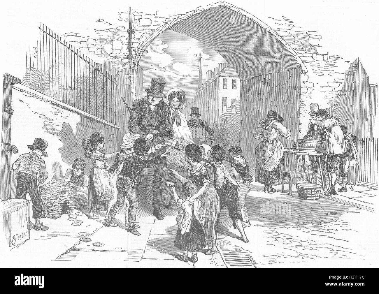 Kinder Oyster Tag-bitte an Grotte 1851 zu erinnern. Illustrierte London News Stockfoto