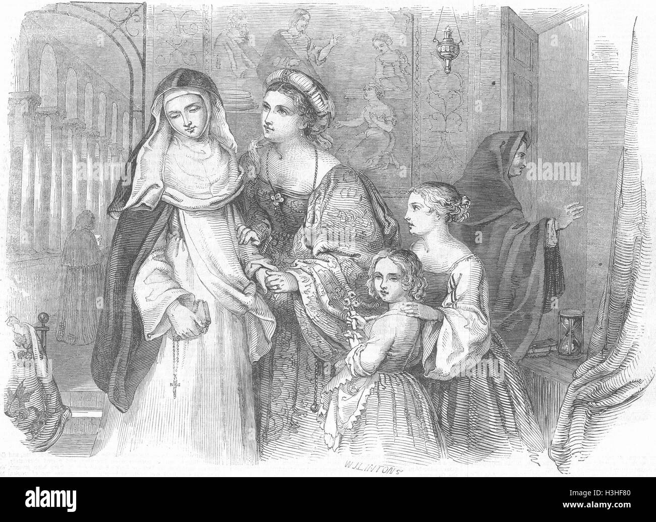 Klerus bildende Kunst Besuch Nonne 1846. Illustrierte London News Stockfoto
