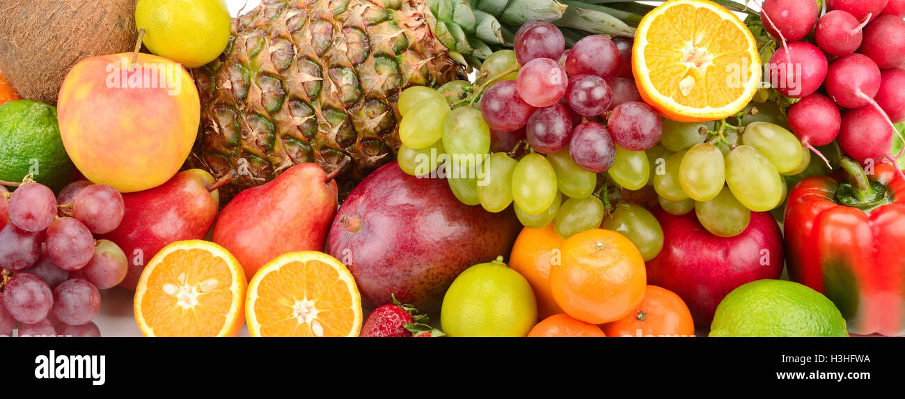 Sammlung-Obst und Gemüse auf einem weißen Hintergrund isoliert Stockfoto