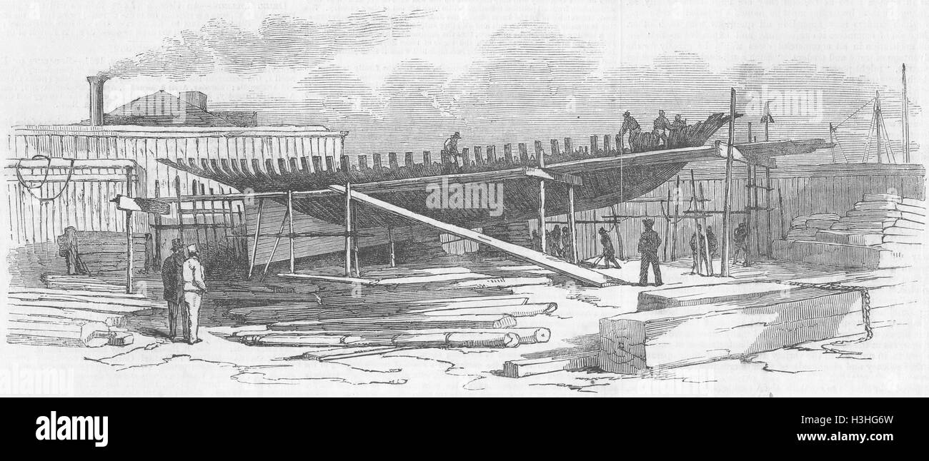 AMERICAS CUP Gebäude New York Yacht zu Rennen, Cowes 1851. Illustrierte London News Stockfoto