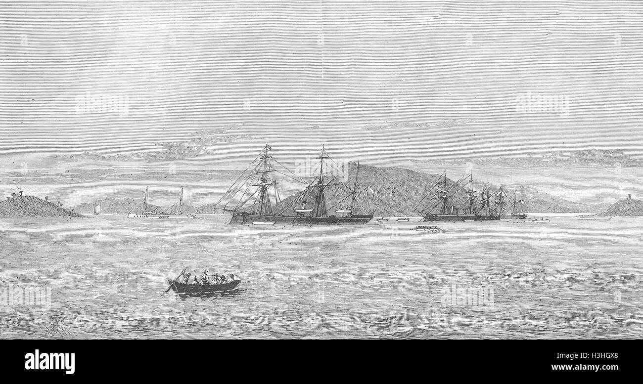 KOREA-Jin-Chuen, Salee Fluss, Vertrag Adm Willes 1882. Illustrierte London News Stockfoto