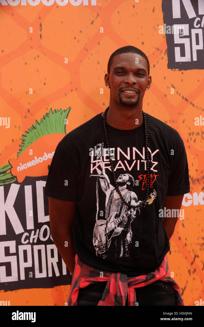 NBA-Spieler Chris Bosh kommt bei Nickelodeon 2016 Kids' Choice Sports Awards orange Teppich an UCLA Pauley Pavilion im 14. Juli 2016 in Los Angeles, Kalifornien. Stockfoto