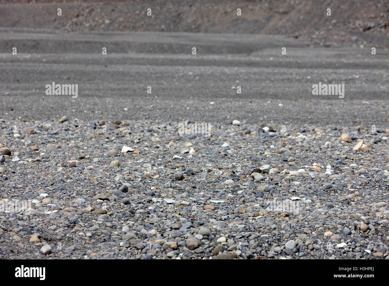 Steinen der Endmoräne des Gletschers Vatnajökull-Nationalpark Skaftafell in Island Stockfoto
