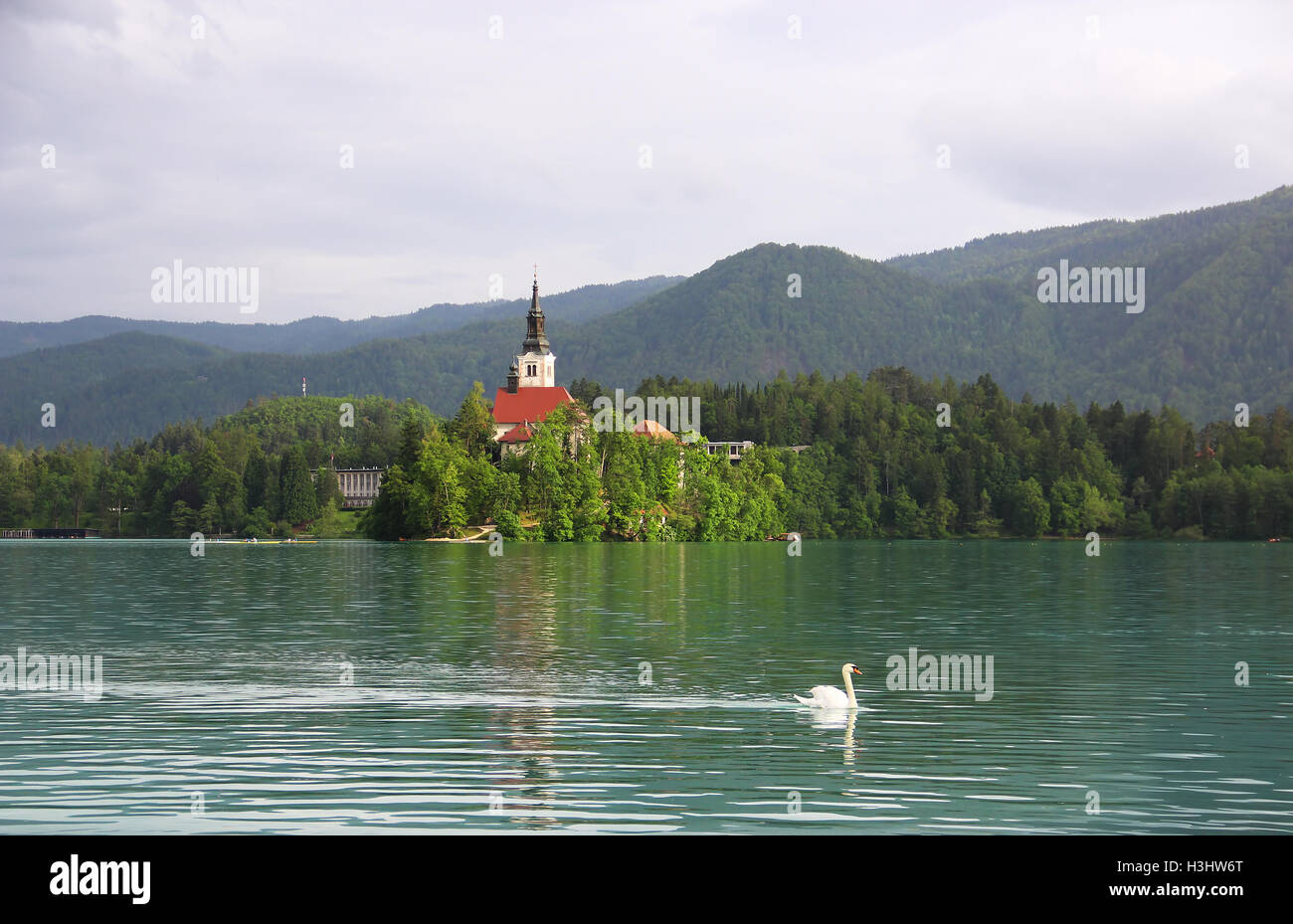 Übernahme der Wallfahrtskirche Maria am See Bled, Slowenien Stockfoto