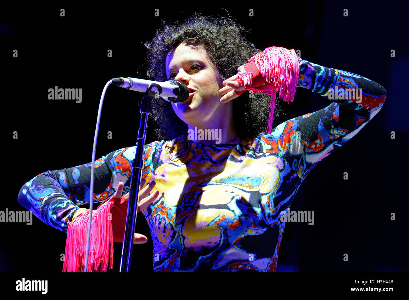 BARCELONA - 29 Mai: Arcade Fire (Indie-Rock-Band) führt bei Heineken Primavera Sound Festival 2014 (PS14). Stockfoto