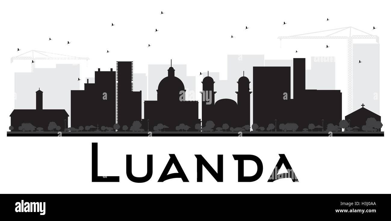 Luanda Stadtsilhouette Skyline schwarz und weiß. Vektor-Illustration. Einfache flache Konzept für Tourismus Präsentation, banner Stock Vektor