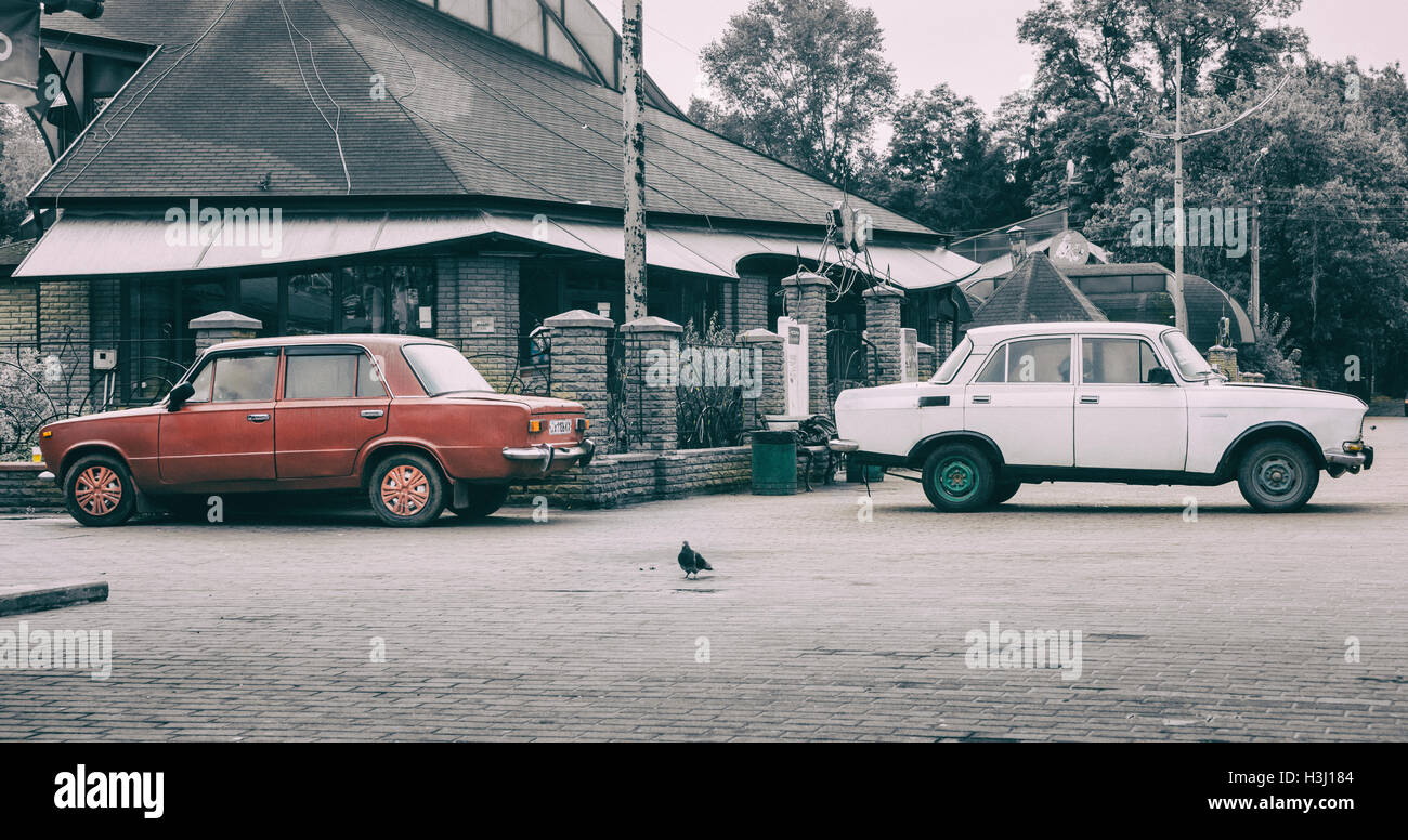 Sowjetischen Autos in Kiew Stockfoto