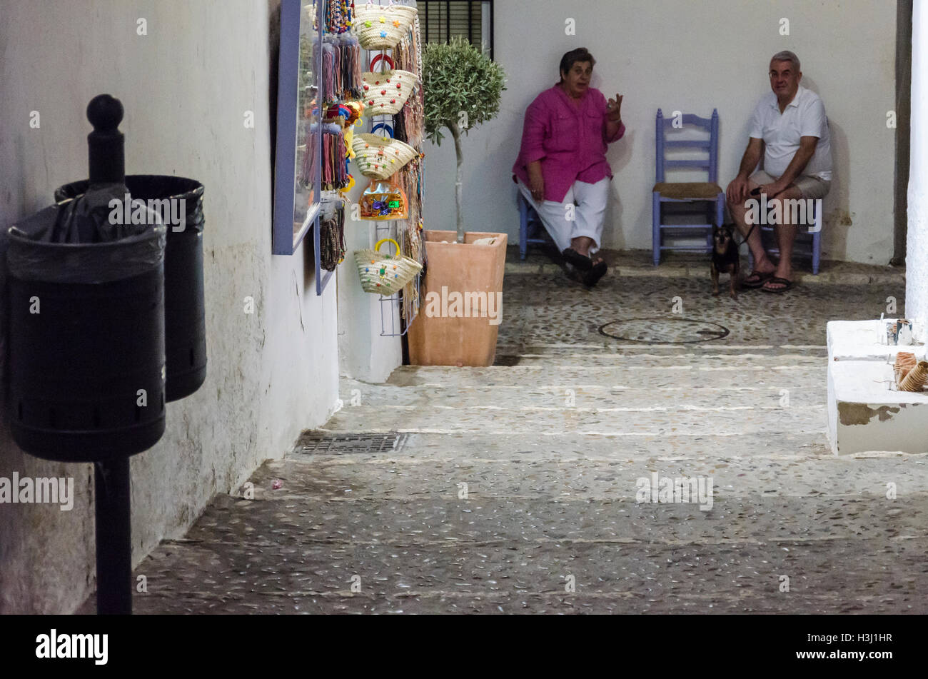 Blick auf eine Straße Dorf Altea, Alicante, Spanien Stockfoto