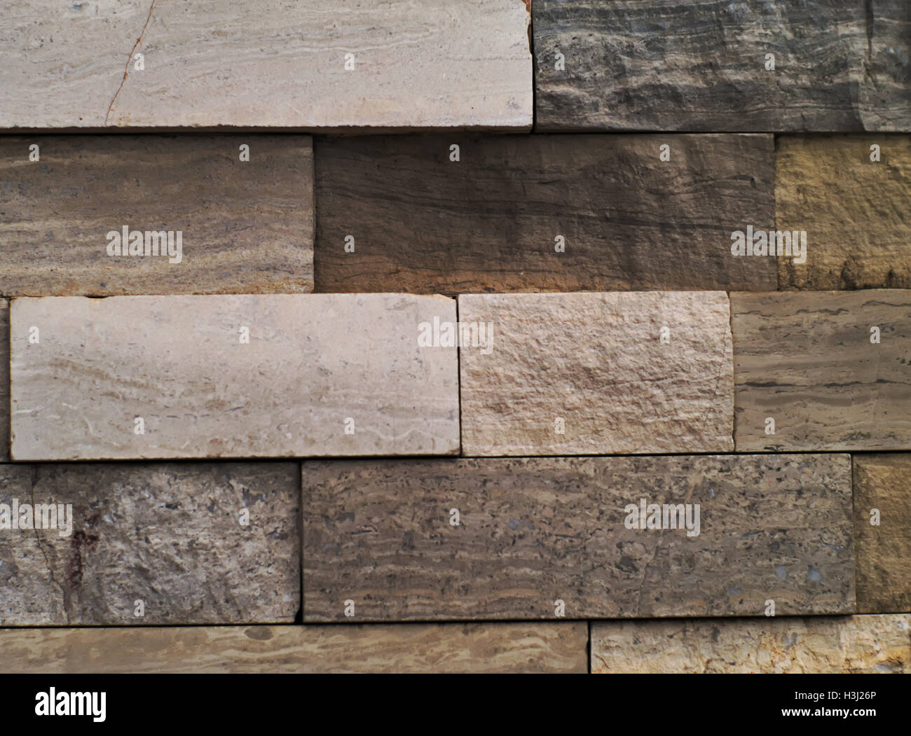 Closeup Aufnahme von mehreren Stein Ziegel Textur Stockfoto