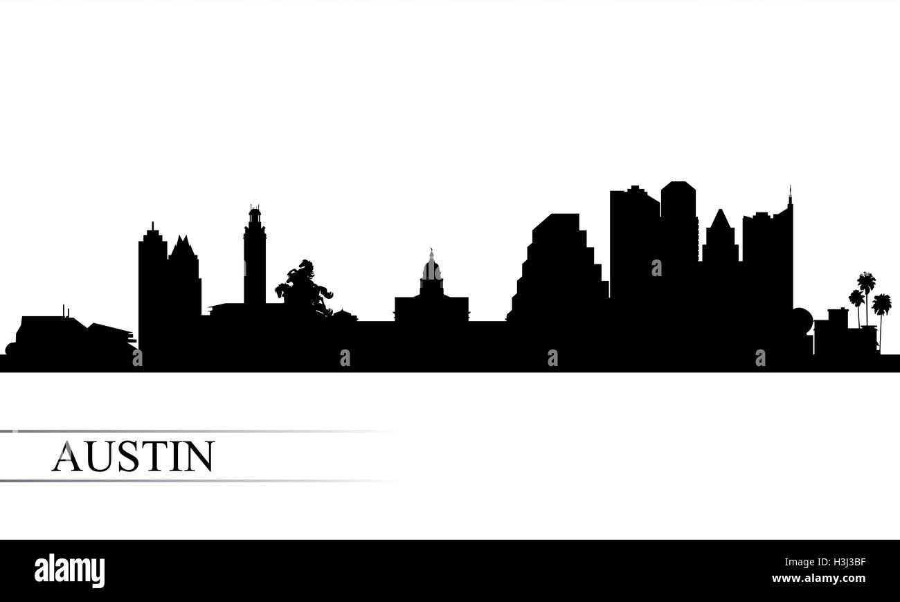 Austin Stadt Skyline Silhouette Hintergrund Stockfoto
