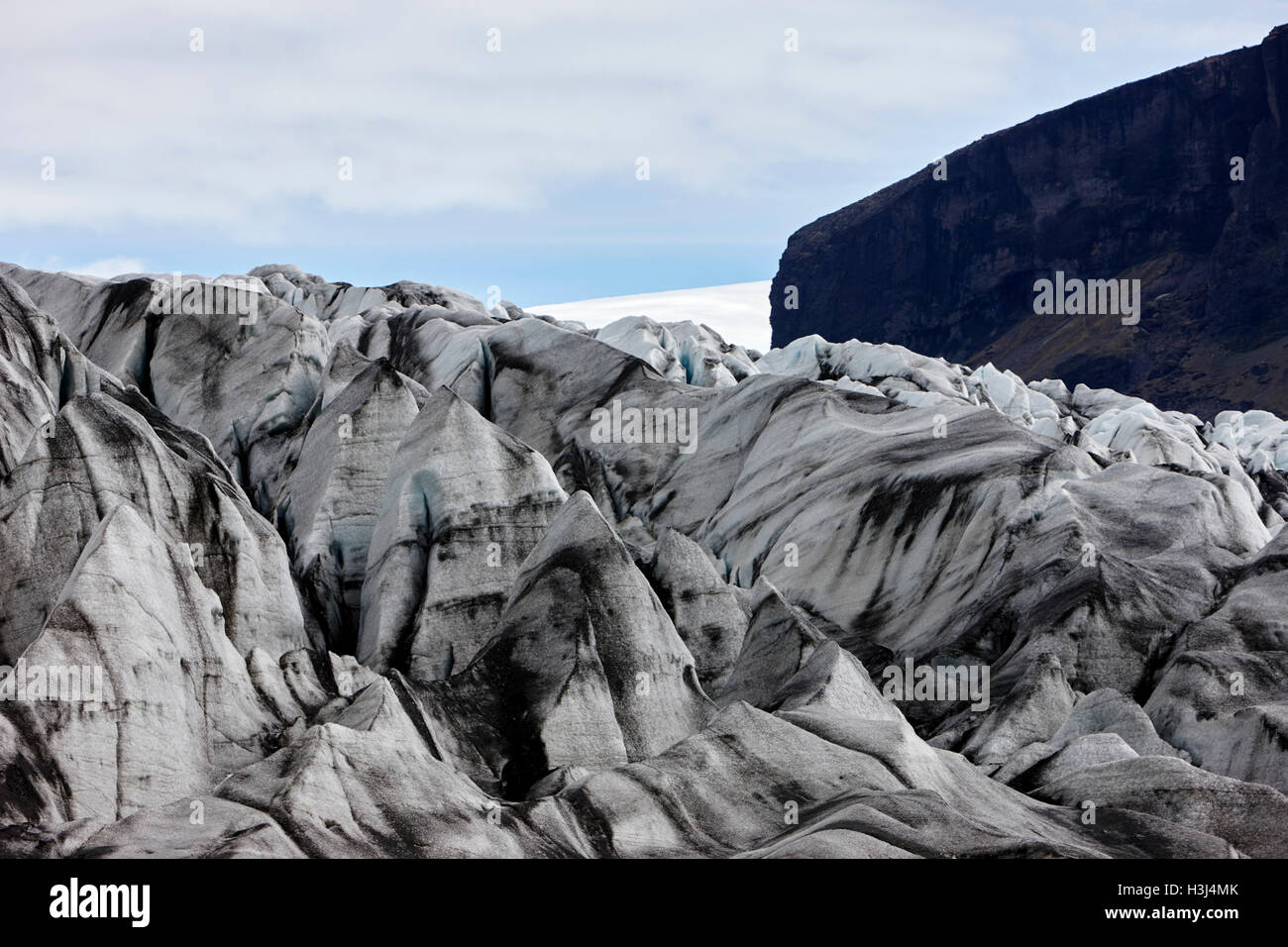 Risse in Skaftafell Gletscher Vatnajökull-Nationalpark in Island Stockfoto