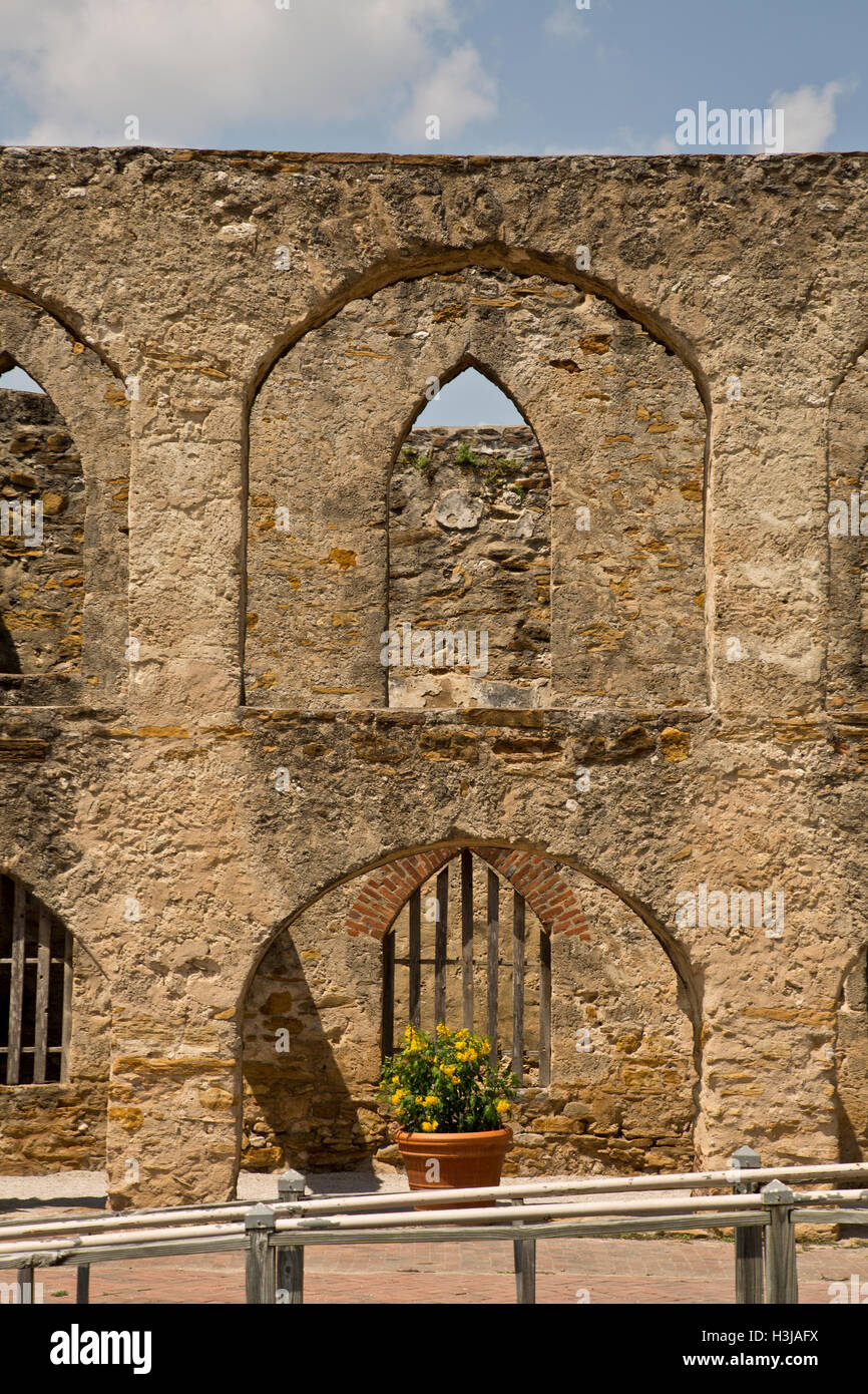 Rückseite der Mission San Jose, San Antonio, Texas USA Stockfoto