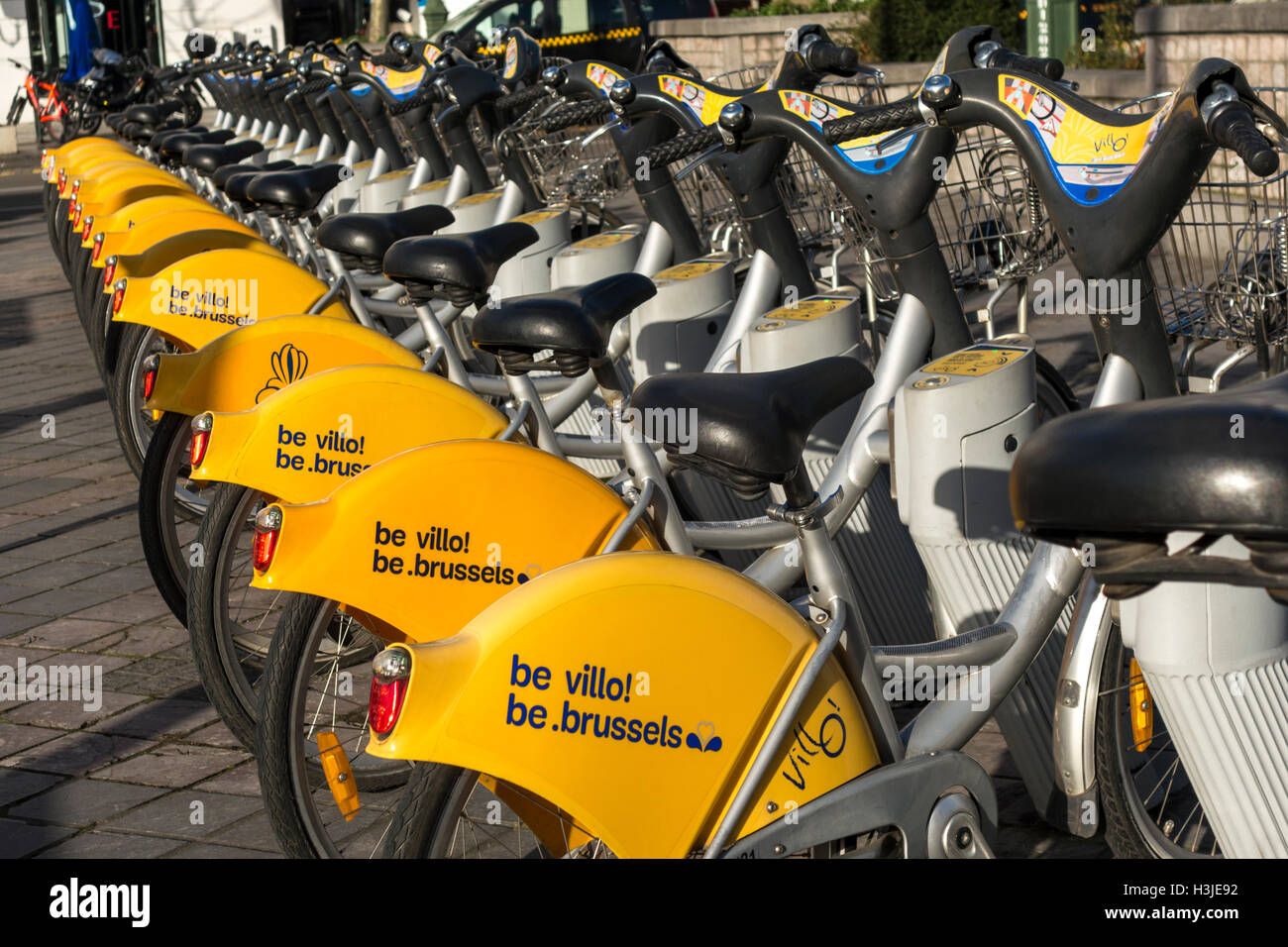 Brüssel-Miet-Fahrräder Stockfoto