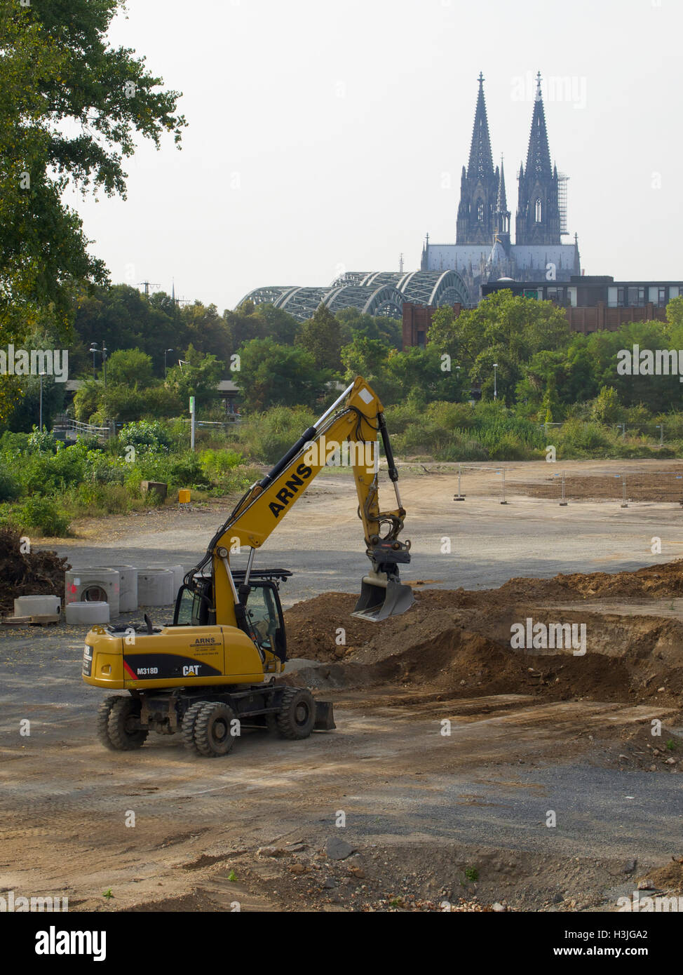 Boden-Bauarbeiten in der Nähe der Innenstadt von Köln, Deutschland Stockfoto