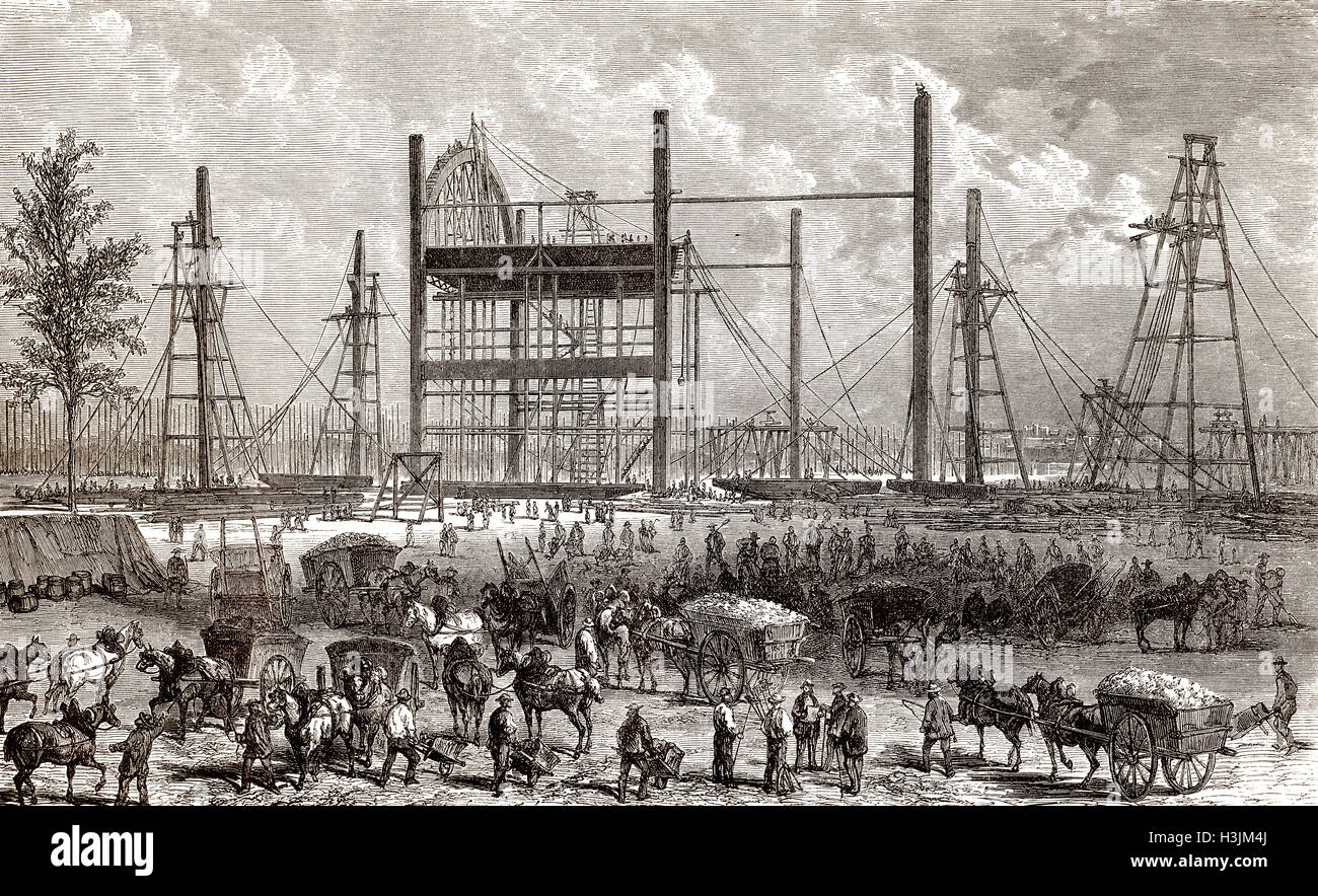 Baustelle an der Weltausstellung von 1867, Paris, Frankreich, 1866 Stockfoto