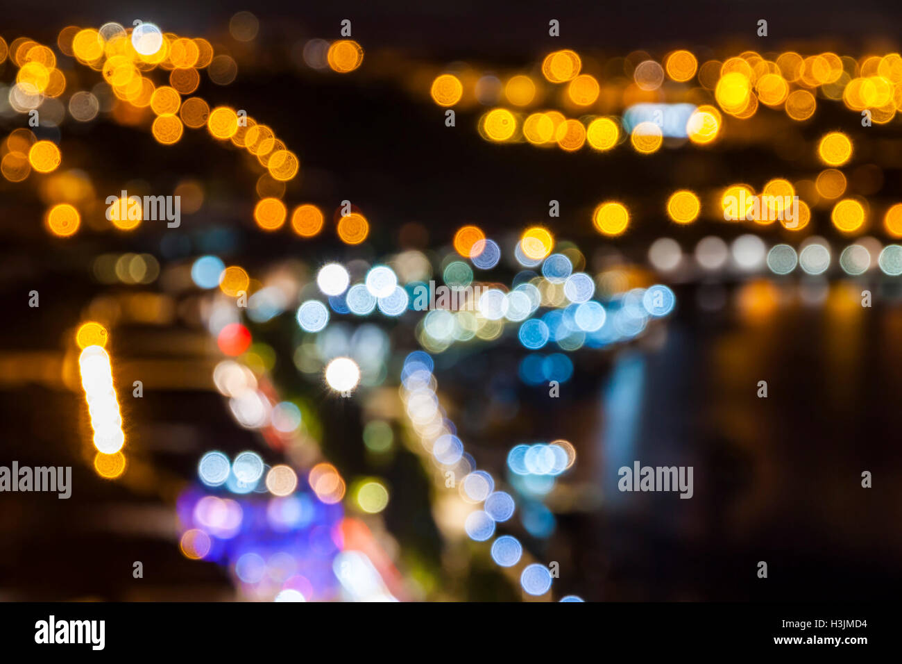 Defokussierten Lichter der Nacht Stadt Hintergrund unscharf Stockfoto