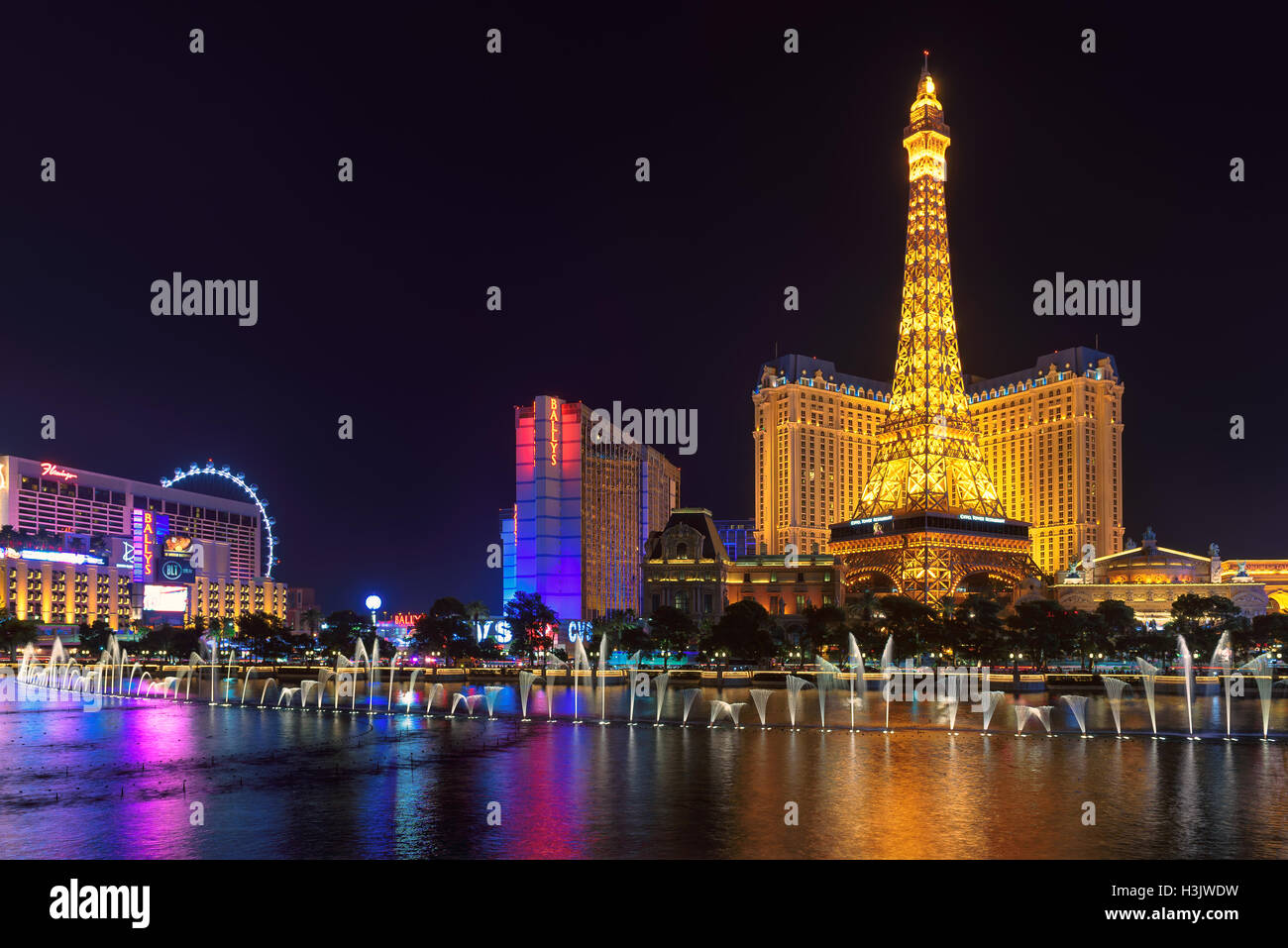 Bellagio Fountains zeigen in Las Vegas Strip Stockfoto