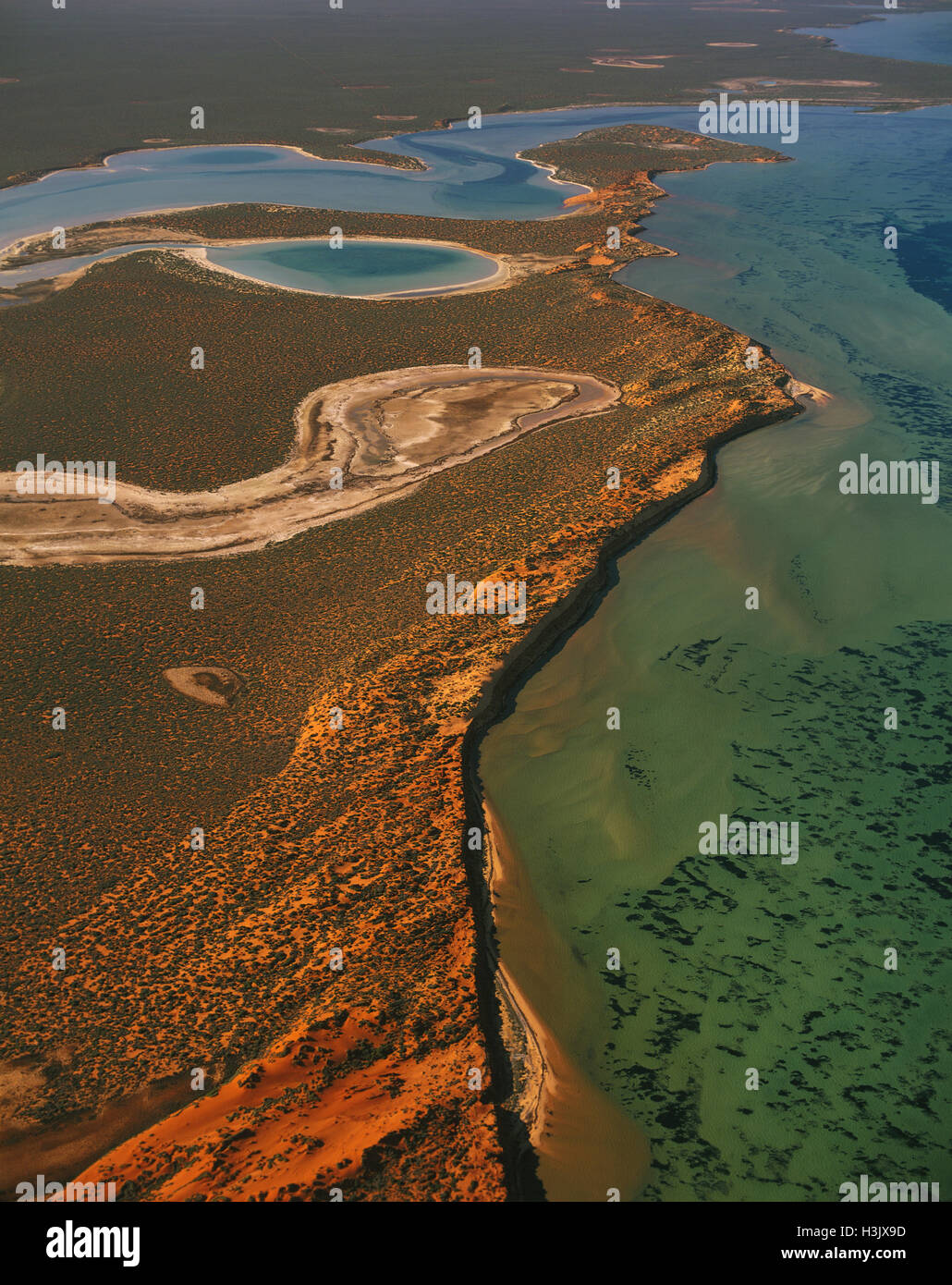 Große Lagune, Luftaufnahme von 12000 m. Stockfoto