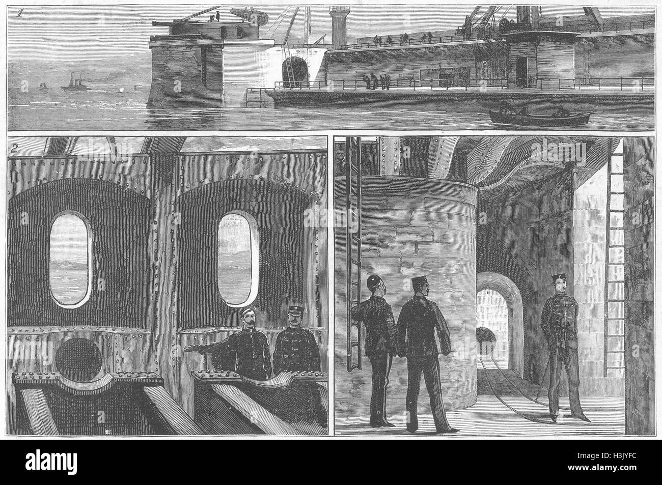 KENT Dover Küste Abwehrkräfte, Revolver, Pier, Ft 1881. Die Grafik Stockfoto