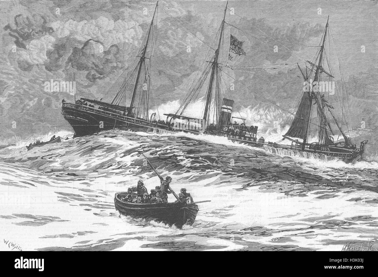 Schottland-Verlust von Clan Macduff-Boote, Schiff 1881. Die Grafik Stockfoto