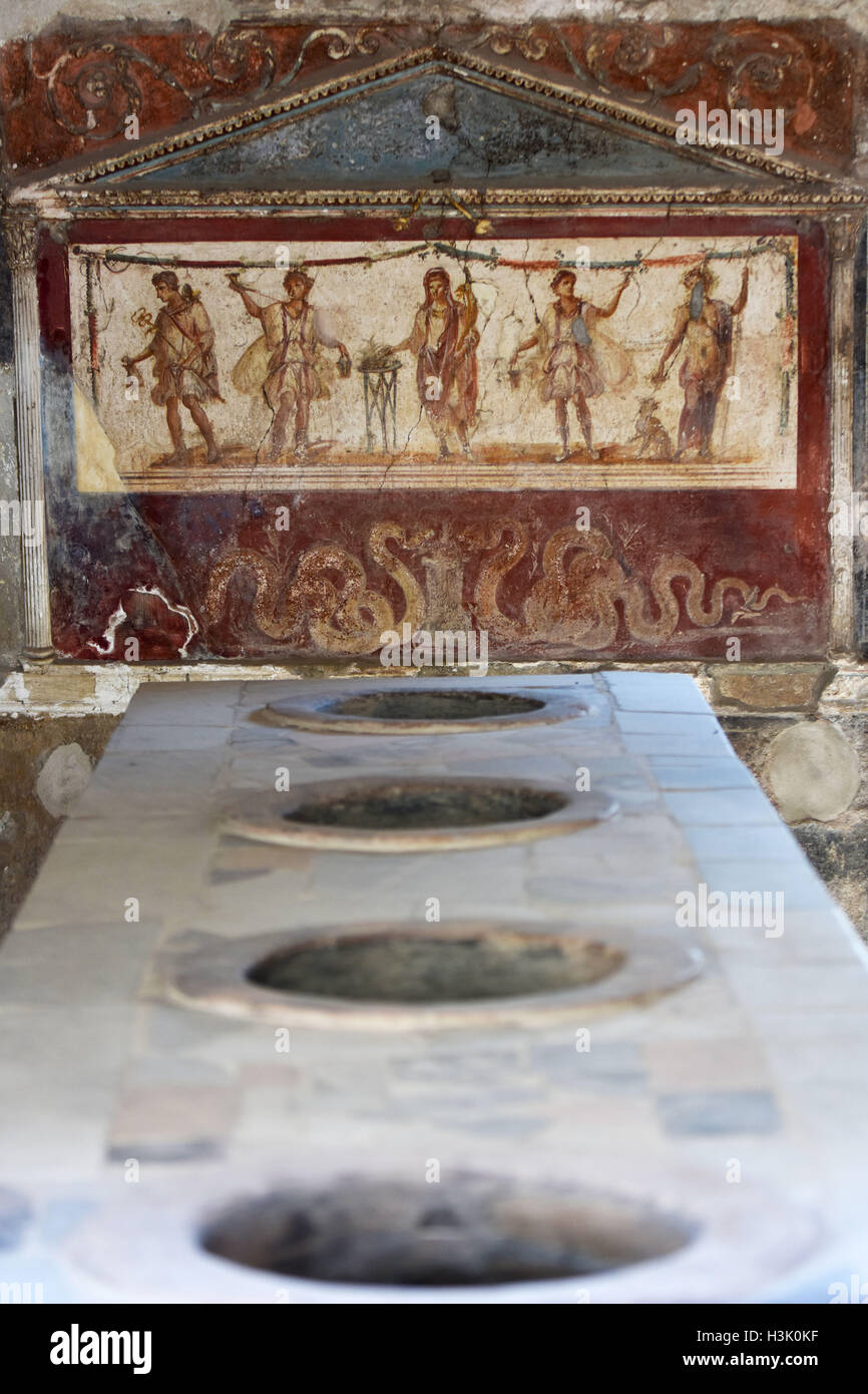 Die römischen Ruinen, Gremien und Fresken von Pompeji, Italien. Stockfoto