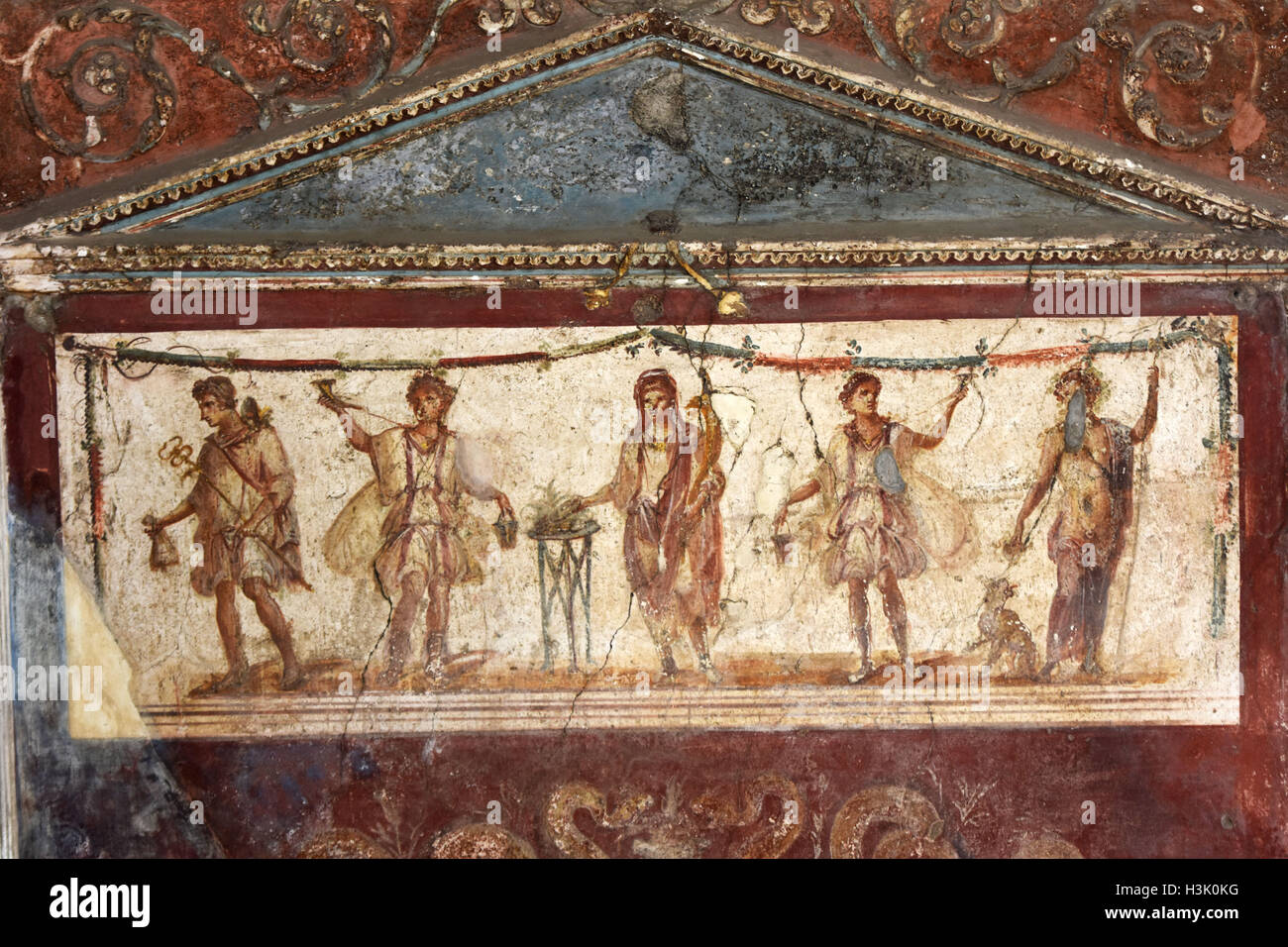 Die Fresken und die römischen Ruinen von Pompeji. Italien. Stockfoto