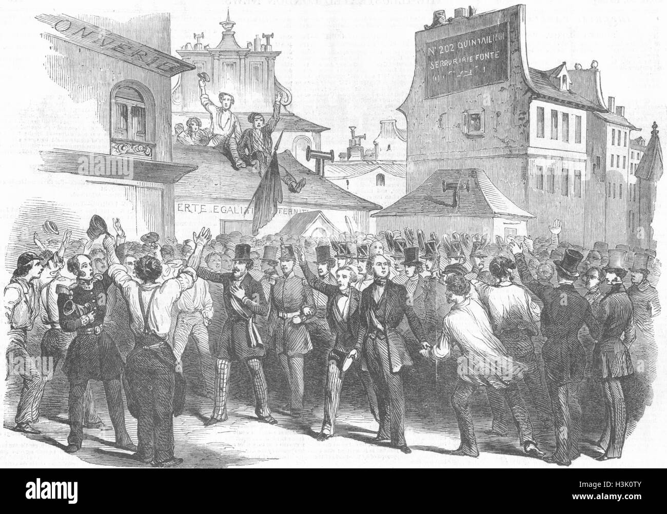 PARIS Montagnards, Conservatoire Des Arts Métiers 1849. Illustrierte London News Stockfoto