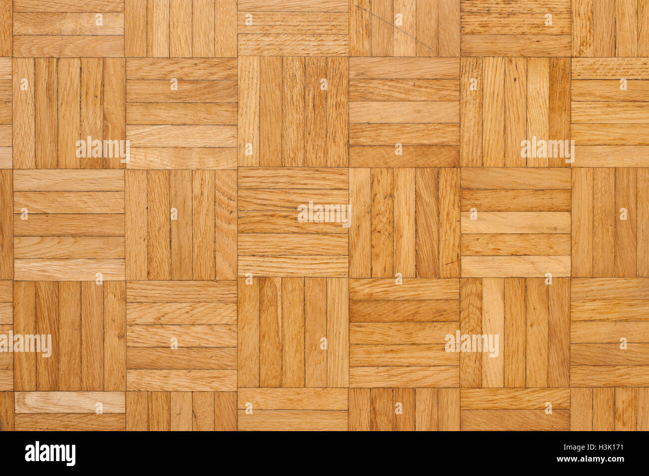 Quadratische Eichenparkett Boden Textur, Holzlatte Muster Ansicht von oben Stockfoto