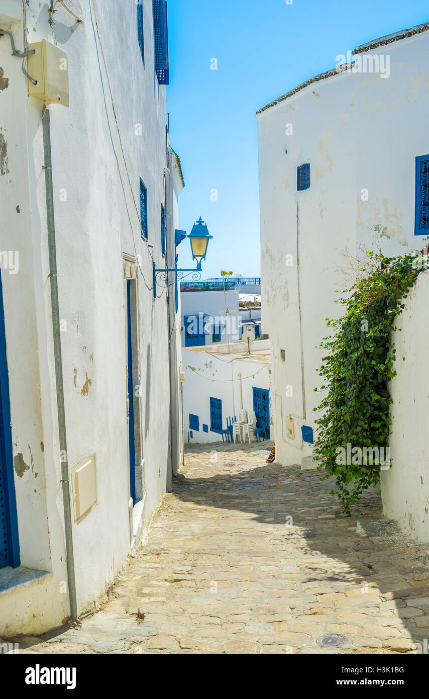 Sidi Bou Said ist das hügelige Dorf, so die meisten Gassen Steigungen ...