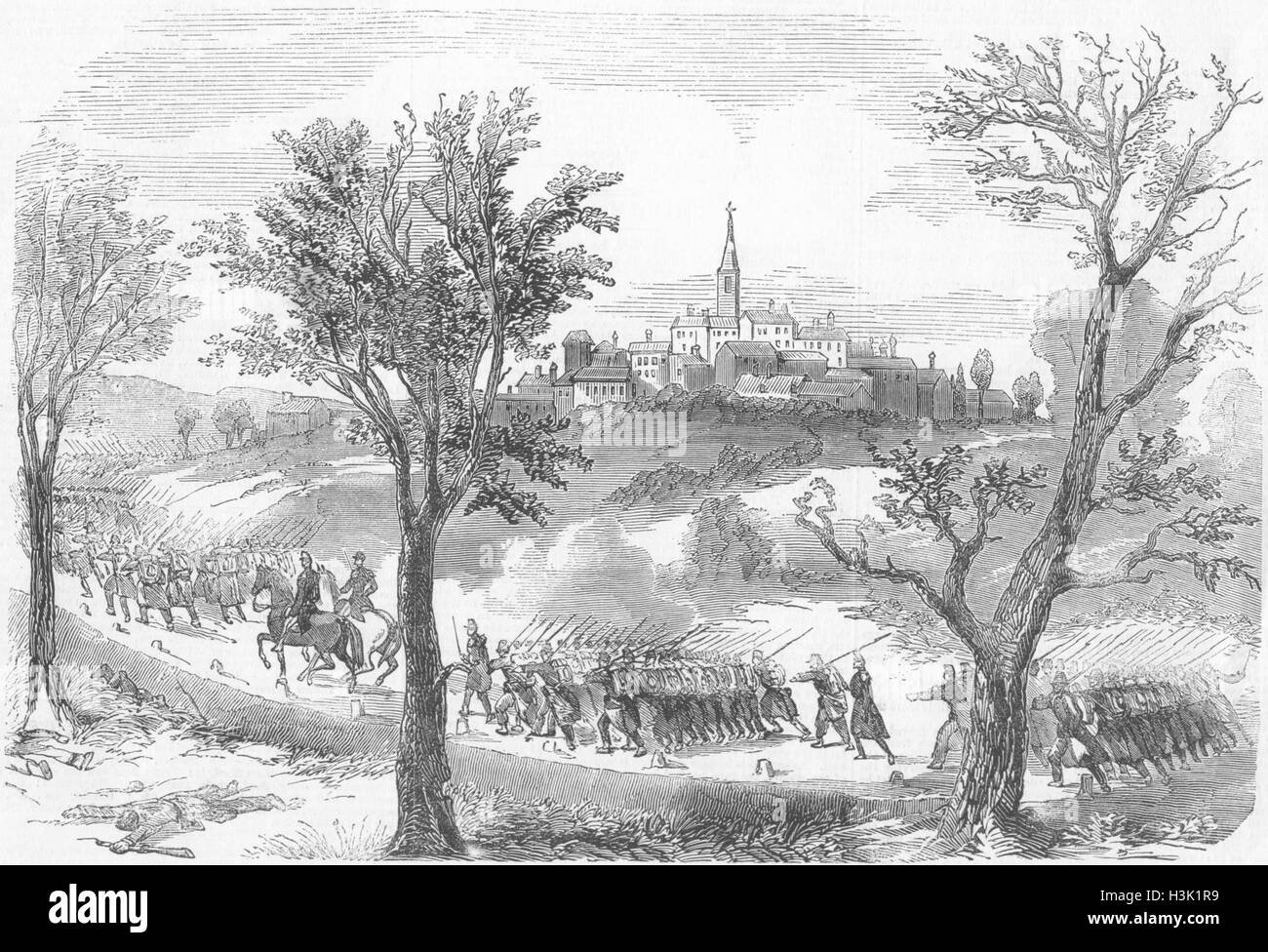 Italien Casteggio besetzt, französische army(Montebello) 1859. Bebilderte News of the World Stockfoto