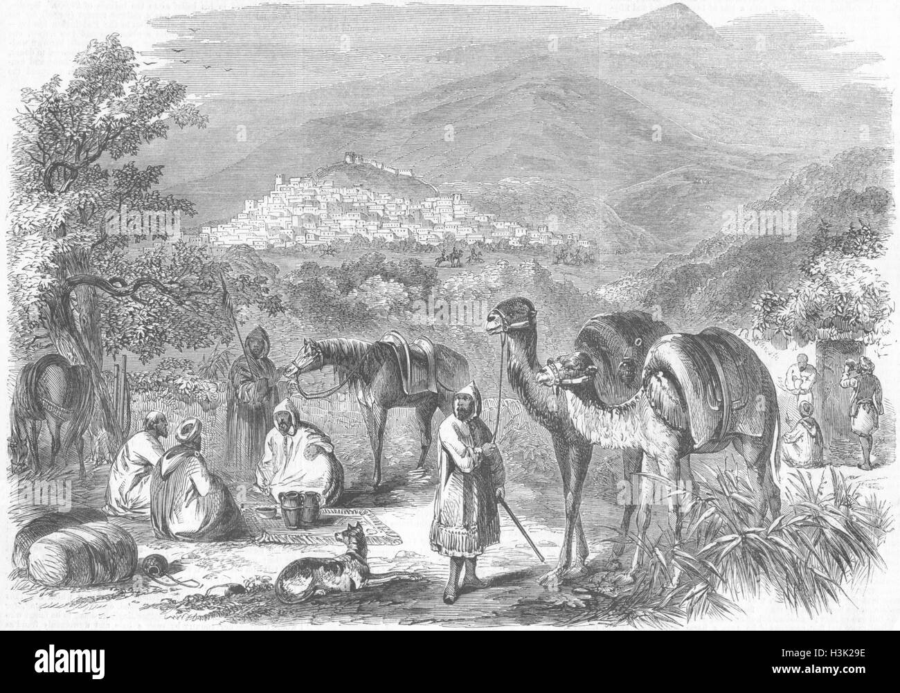 Marokko-Ansicht von Tetuan 1858. Illustriert von Zeiten Stockfoto