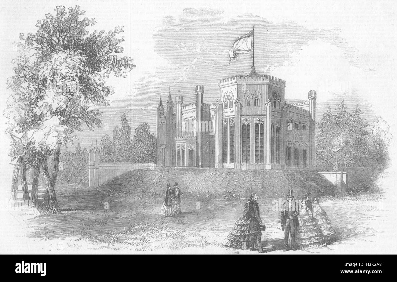 BABELSBERG Palace des Prinzen Preußen, Potsdam 1858. Illustriert von Zeiten Stockfoto