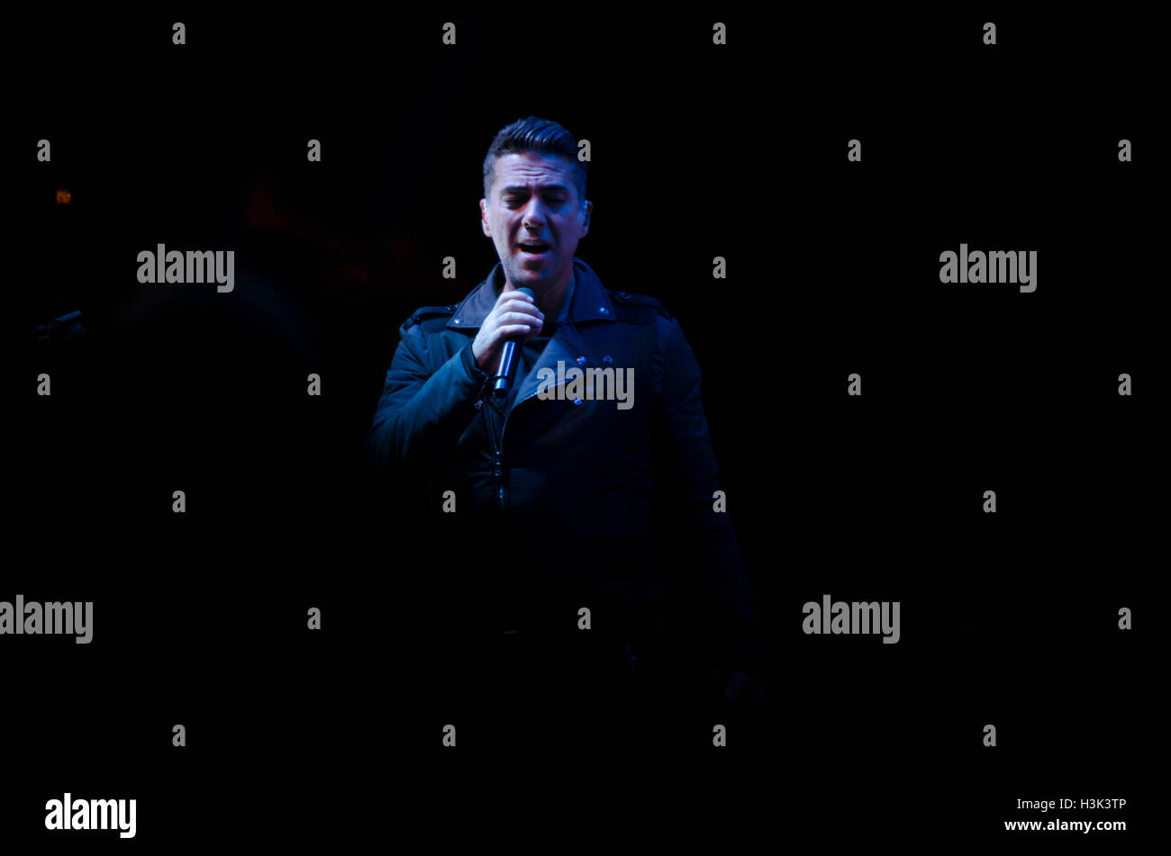 Veles, R. Mazedonien. 8. Oktober 2016. Zweiter Tag des Festivals "Pitijada Veles 2016" Kuchen und Wein. Zeljko Joksimovic (Жељко Јоксимовић) eine serbische Sängerin. Bildnachweis: Dragan Ristovski/Alamy Live-Nachrichten Stockfoto