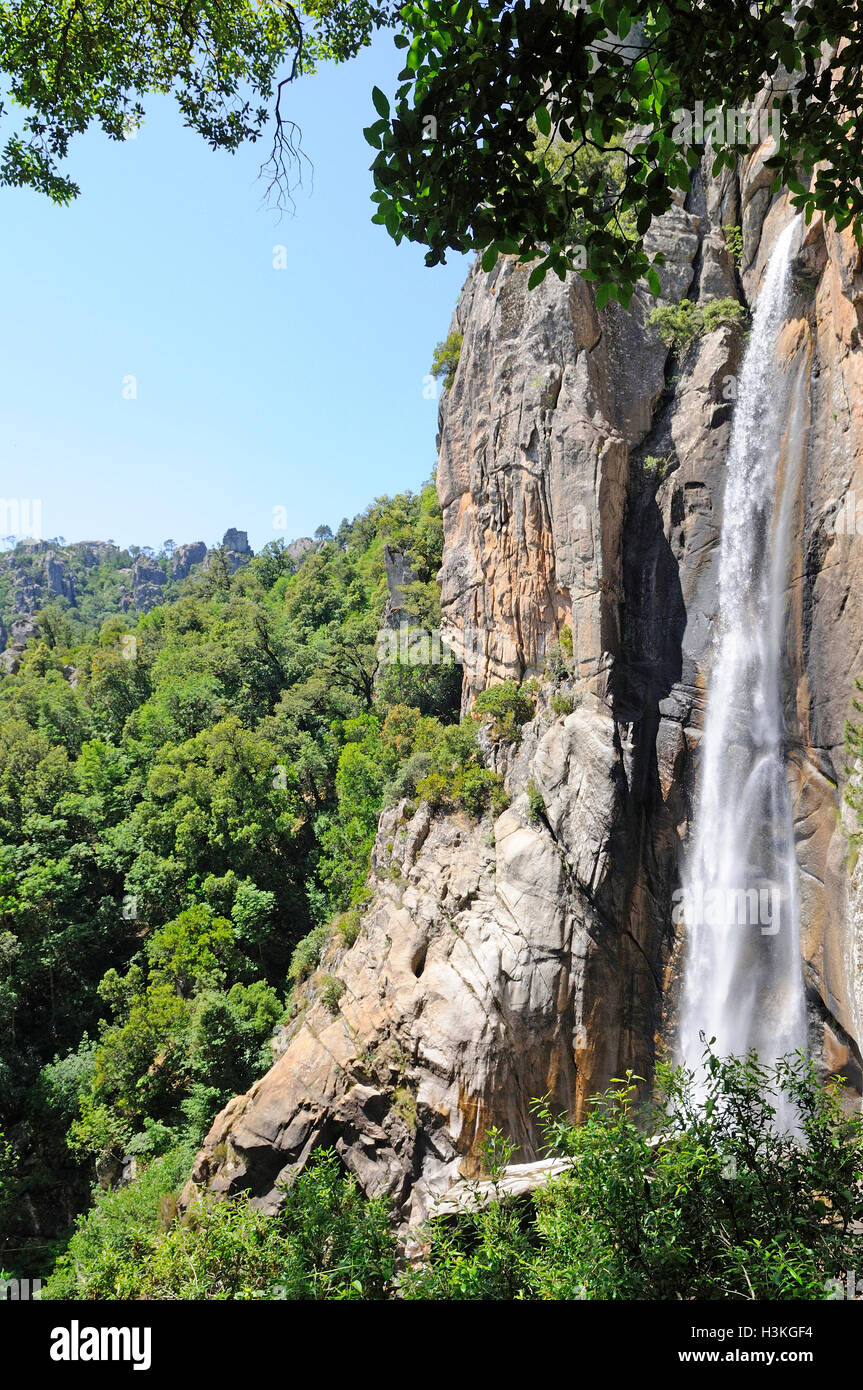 Wasserfall und Canyon Piscia di Gallo, Korsika, Frankreich Stockfoto