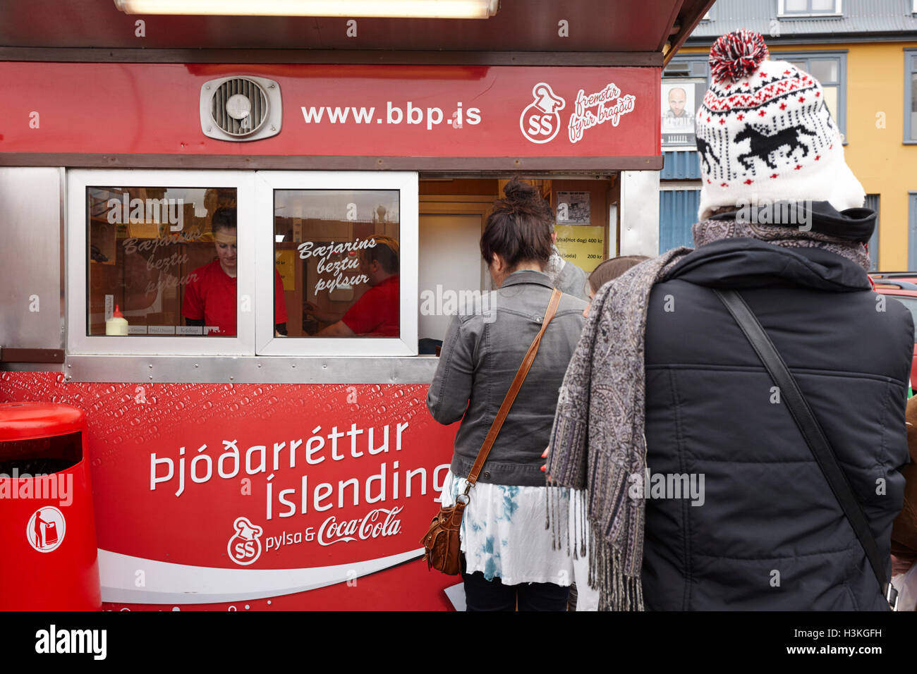 Islendingar ss-Pylsur-Hot-Dog stand Reykjavik Island Stockfoto