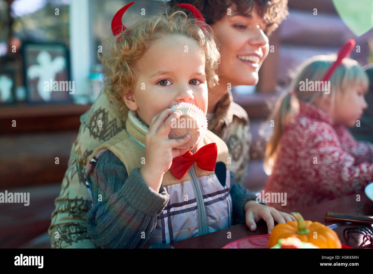 Familie auf party Stockfoto