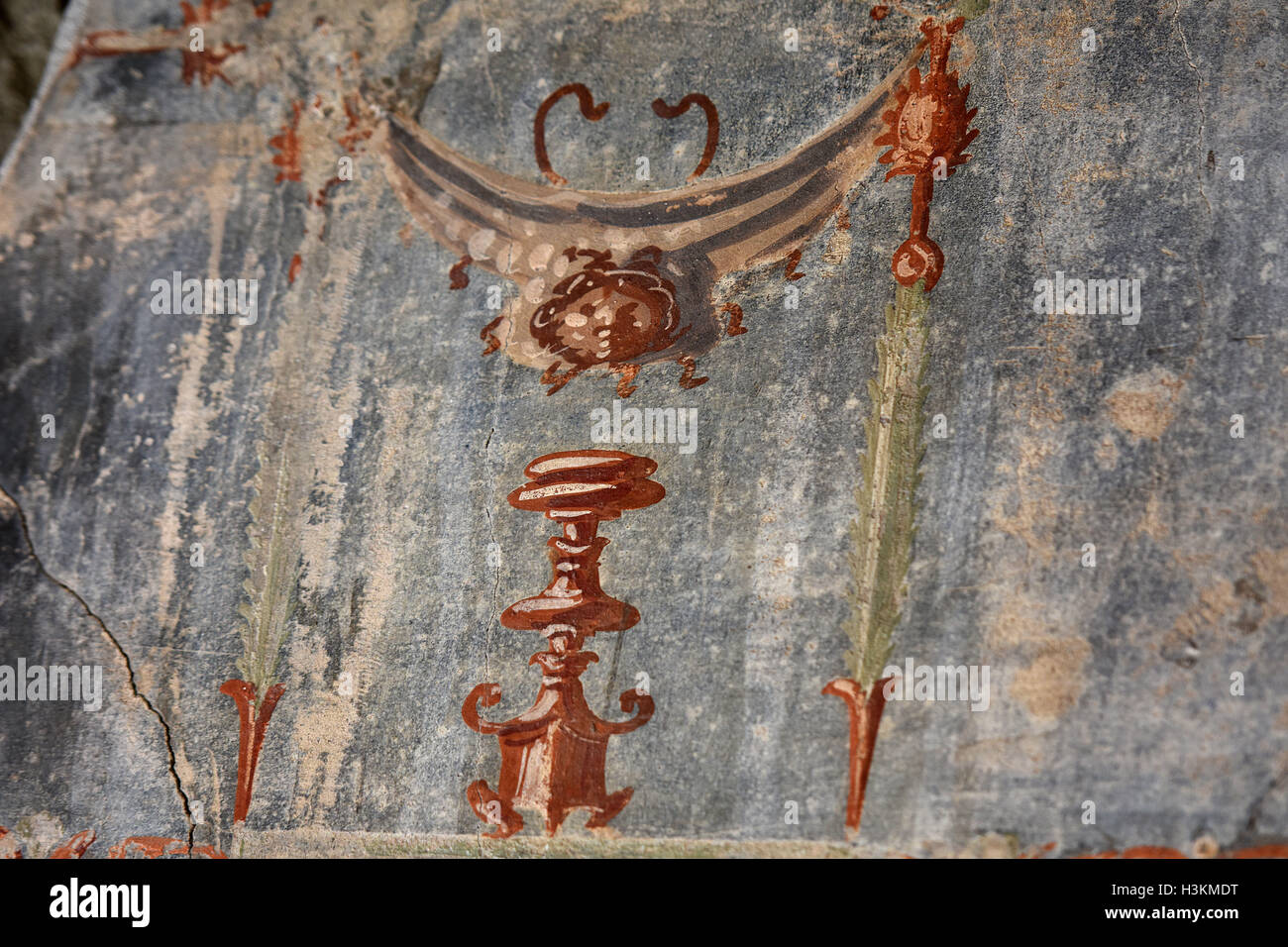 Die römischen Ruinen, Gremien und Fresken von Herculaneum in der Nähe von Pompeji, Italien Stockfoto