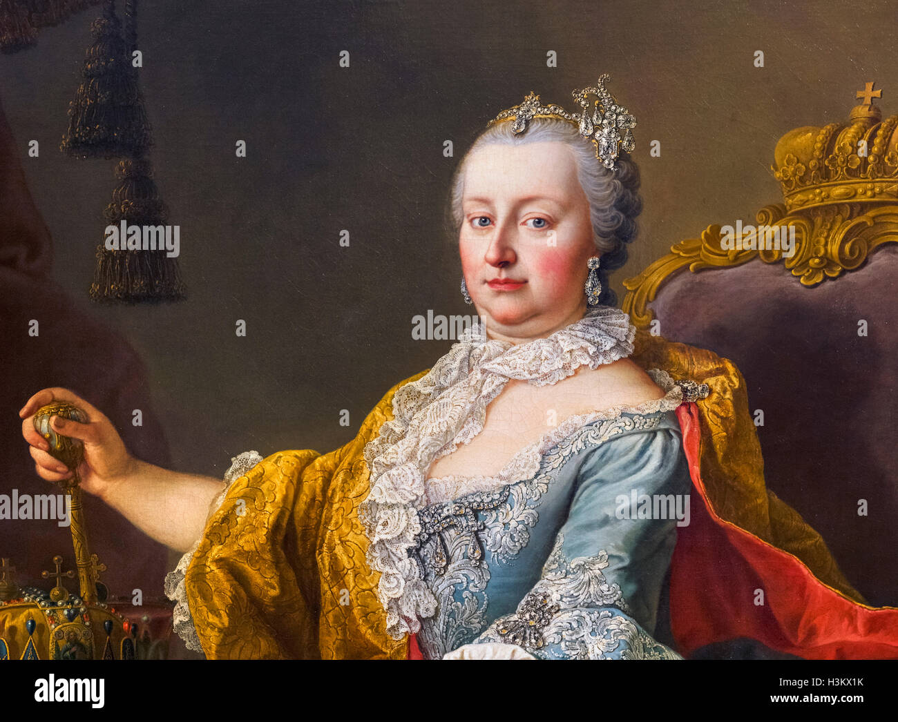 Die Kaiserin Maria Theresa (Maria Theresia Walburga Amalia Christina - 1717-1780) von Martin van Meytens, Öl auf Leinwand, 1759. Dies ist ein Detail eines größeren Bildes, H3KX1G. Stockfoto