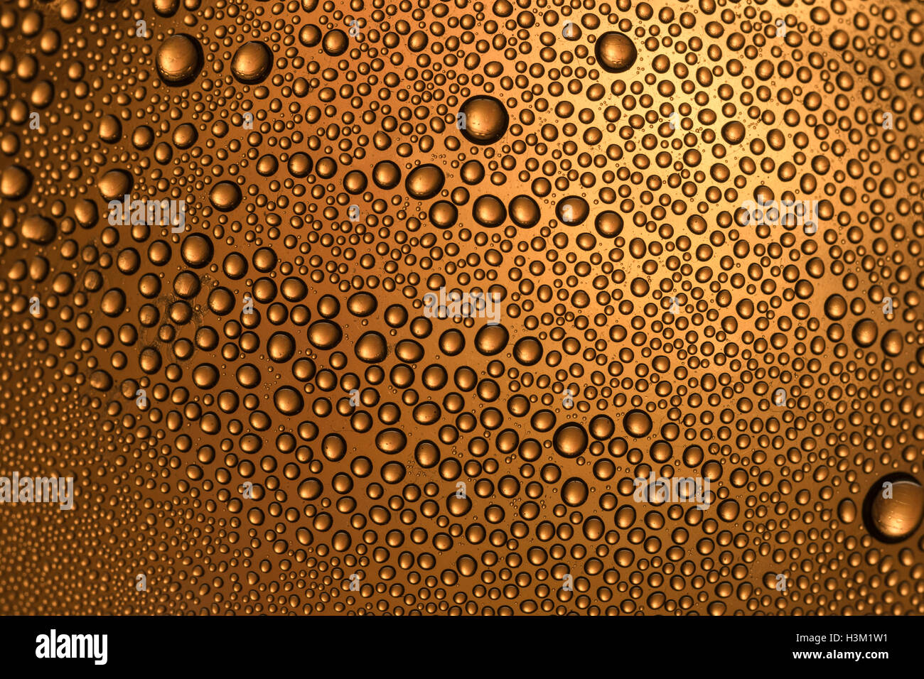 Abstraktes Bild von Kondenswasserperlen auf der Innenseite einer PTFE-Flasche. World Water Day Konzept, Water Day Abstract, Wasserhandelsmarkt. Stockfoto