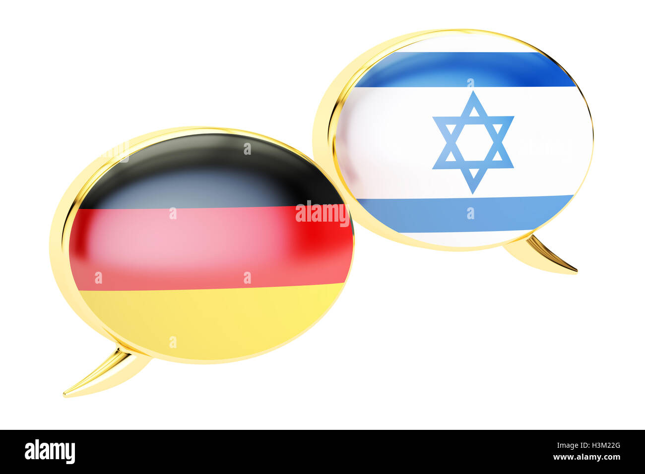 Deutsch-israelischen Dialog Konzept, 3D-Rendering isolierten auf weißen Hintergrund Stockfoto