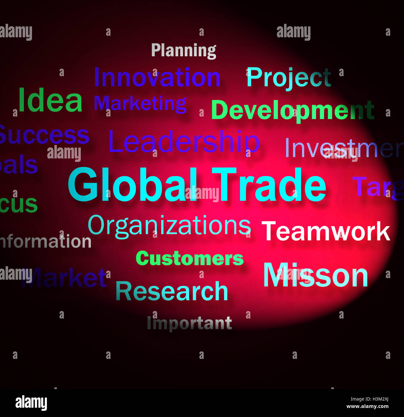 Welthandel Wörter bedeutet Planung für den internationalen Handel Stockfoto