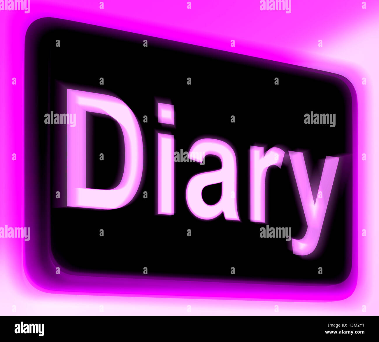 Tagebuch-Zeichen zeigt Online-Planer oder Zeitplan Stockfoto